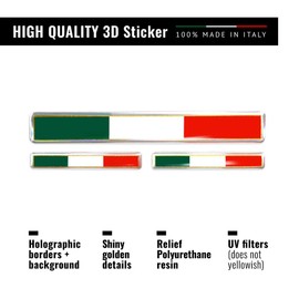 4R Quattroerre.it 32108 3D Sticker Flag Italy HQ, 3 Pcs