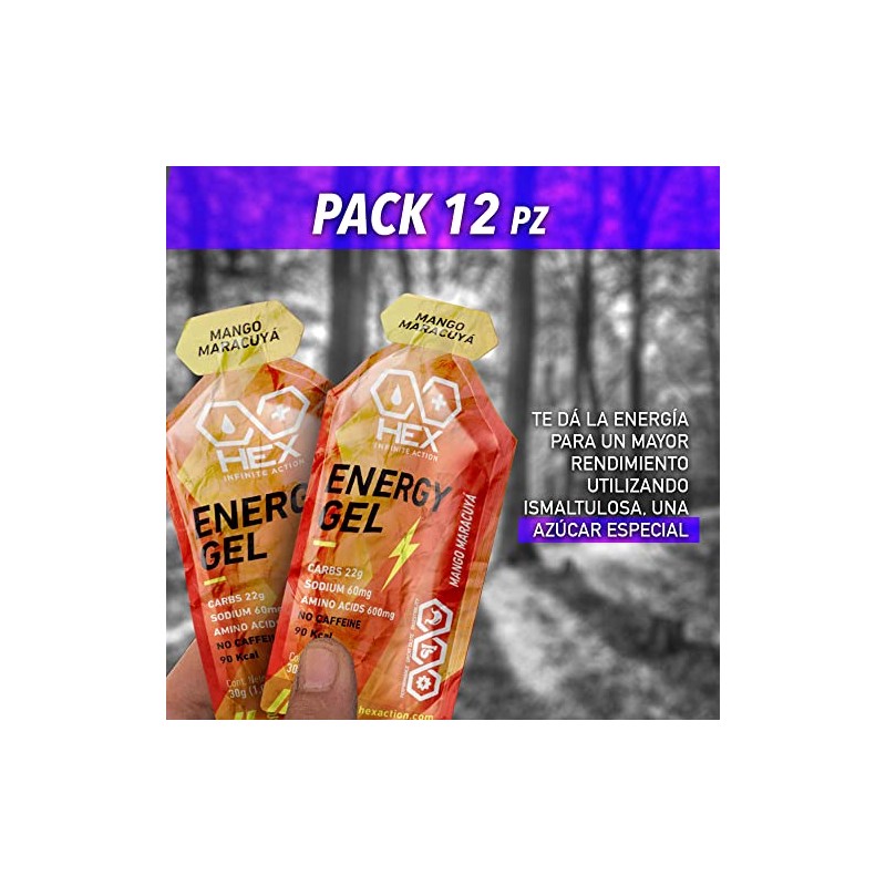Hex Gel Energético Sabor Mango Maracuya - 1230G Paquetes