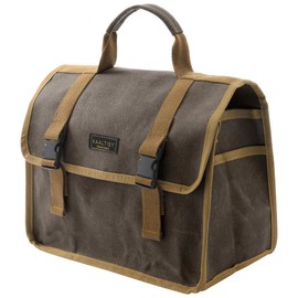 Canvas Tool Storage Bag - Portable Garden Tool Carrying Case with 3 Pockets + 2 Release Buckles, Multi-Purpose 16OZ Waxed Canvas Tool Tote Bag | 11.5"L x 6"W x 7.5"H | Grey