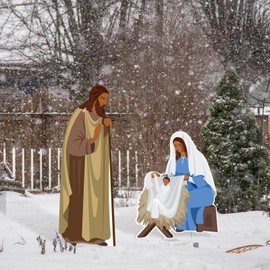 Cinnvoice 2 Pcs 31 Inch 21 Inch Large Outdoor Nativity Scene Signs Christmas Decorations African American Nativity Set Yard Signs Manger Scene Religious Signs for Holiday Lawn Garden Decor