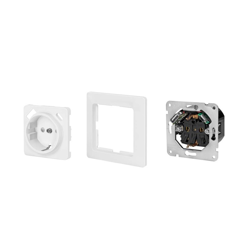 LogiLink PA0253 Flush-Mounted Socket, Protective Contact (1x CEE 7/3), 1x