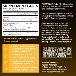 Black Seed Oil Capsules with Turmeric Curcumin Supplement - Immune & Digestive Health Support - 60 Count - Vegan, Non-GMO, Cold Pressed Black Seed Oil with Curcumin (95% Curcuminoids) - 1 Month Supply