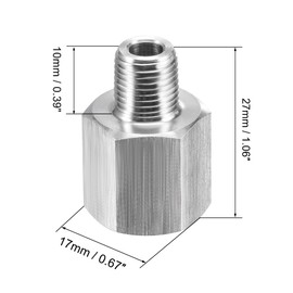 sourcing map Pipe Fitting Reducer Adapter 1/8" NPT Male x 1/4" NPT Female for Water Oil Air Pressure Gauge Temp Sensor, Stainless Steel