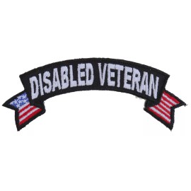 Ivamis Disabled Veteran Patch with American Flag Tips- 4x1.5 inch - P1555