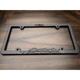 CCG TRD Tacoma Blackout license plate frame Toyota Taco Black on Black mountains