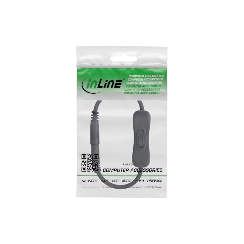 InLine® DC Cable with Switch, DC Male/Female 5.5 x 2.10