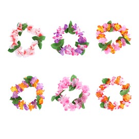 TOYMYTOY Hawaiian Wreath Headband, Hawaiian Lei, Hawaiian Flowers, Flower Ornament, Photography Tool, Festival, Luau Beach, Colorful Hawaii, Party Supplies, 6 Pcs(Random)