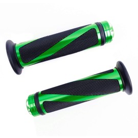 SFONIA 2 x Motorcycle Hand Grips Handlebar Grips 22 mm 7/8 Inch Non-Slip Rubber Throttle Grip Motorcycle Universal for Motorcycle Scooter Quad Cruiser Offroad (Green)