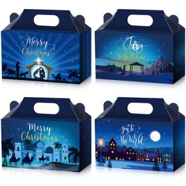 Funrous 24 Pack Christmas Nativity Gift Boxes Religious Treat Candy Boxes Cardboard Merry Christmas Goodie Boxes Bulk Xmas Theme Boxes for Holy Nativity Holiday Party Supplies