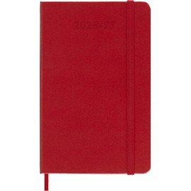 Moleskine Weekly Planner 2026 2027-18-Month Planner with Space for Notes, Hard Cover and Elastic Closure, Scarlet Red Color, Pocket Size 9 x 14 cm