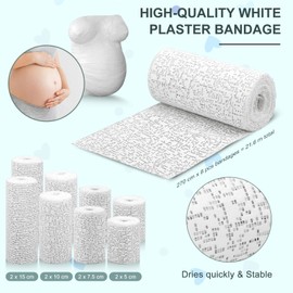 8 Rolls Plaster of Paris Bandage for Modelling, 5/7.5/10/ 15CM x 2.7M Plaster Cast Bandage Kit, Skin Friendly Plaster of Paris Bandages for Art, Crafts, Modelling, Moulds