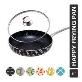 KITCHENLY™ Happy Frying Pan & Lid - Nonstick Pan, Deep Nonstick Frying Pan Stone Cookware - Oven, Electric, Gas, and Induction Compatible - 11 inch