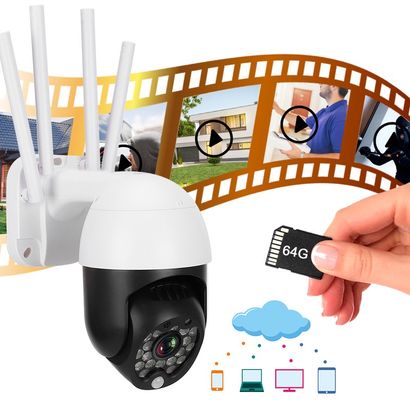 Mini 1in WiFi 1080P IP66 18 Lights Pan/Tilt Infrared Dome