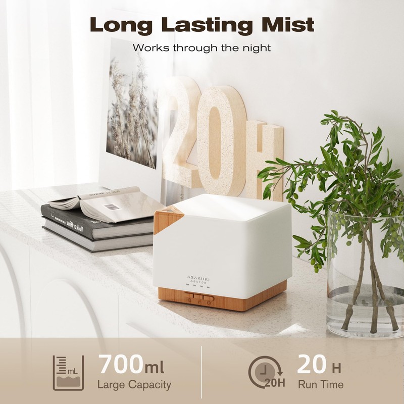 ASAKUKI 700 ml Premium Essential Oil Diffuser, 5 in 1