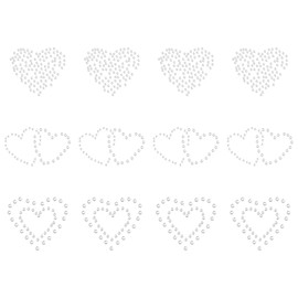 FINGERINSPIRE Pack of 12 Bling Heart Hotfix Rhinestones Glitter Heart Iron On 3 Styles Heart Rhinestone Iron-On Transfers for DIY Jeans Jacket Handbag Valentine's Day Decoration