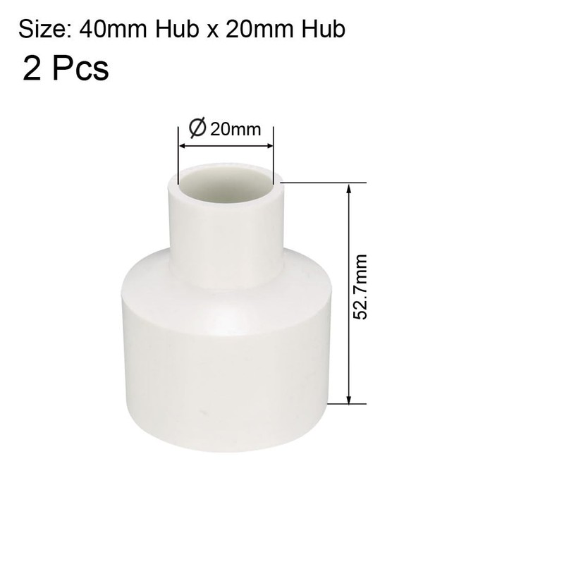 sourcing map 40mm x 20mm PVC Reducing Coupling Hub by