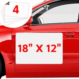 4 Pack Blank Car Magnets, 18" x 12" Car Door Magnets Signs, Rounded Corners Magnetic Vehicle Sign for Car to Advertise Business and Cover Company Logo, Prevent Car Scratches & Dents