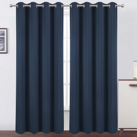 LEMOMO Navy Blue Blackout Curtains 52 x 84 inch/Set of 2 Curtain Panels Room Darkening Bedroom Curtains
