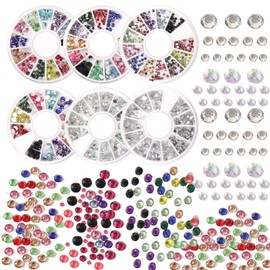 LBPEPAMZ 6Box 12Grid Colorful Resin Nail Charms Flat Bottom Nail Rhinestone Diamonds Mixed Color Glitter Nails Supplies for Acrylic Nails 3D Clear Shiny Nail Art Charm for Women DIY Manicure Decor
