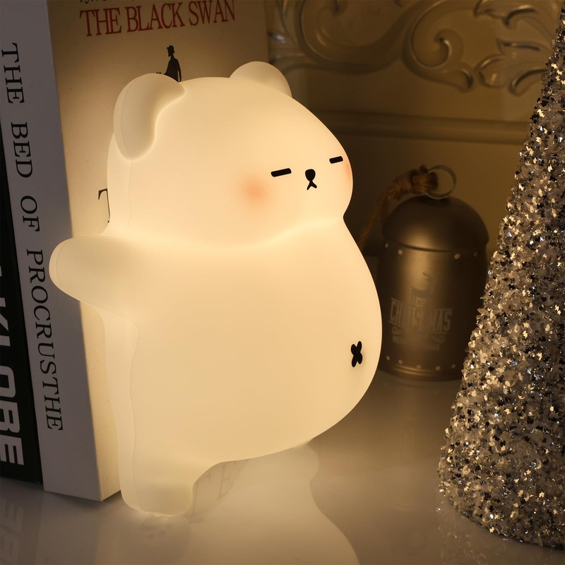 MAGOHMT Squishy Night Light for Kids, Bear Silicone Night Light