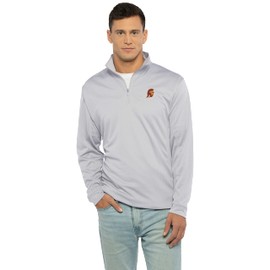 Vantage Apparel Collegiate Micro Mesh Performance Gray 1/4 Zip Pullover, USC Trojans, Dark Gray, X-Large
