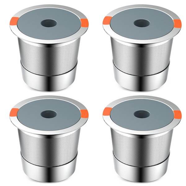 Reusable K Cups | Reusable K Cups for Keurig 1.0 & 2.0 Single Cup Coffee Makers,Stainless Steel Integrated Mesh Strainer keurig accessories (4 pack)