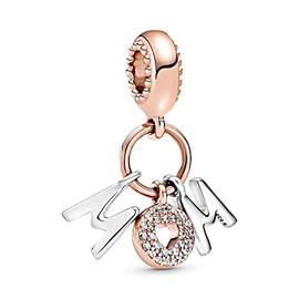 Abalorios Charms Colgantes de Mom Letters Dangle Plata de Ley 925 con Compatible con Pulsera, Charms para Mujer