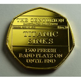 RMS TITANIC SINKS 1913 24ct Gold Commemorative Coin 20TH CENTURY NEWS 'THE CENTURION' SERIES Albums/50p Coin Hunt Collectors