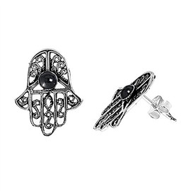 Hand of God Filigree Hamsa Twisted Filigree Swirl .925 Sterling Silver Earrings
