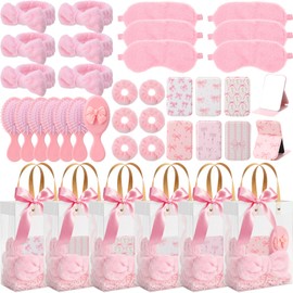 Sunnychicc 6 Set Spa Sleepover Party Supplies for Girls, Pink