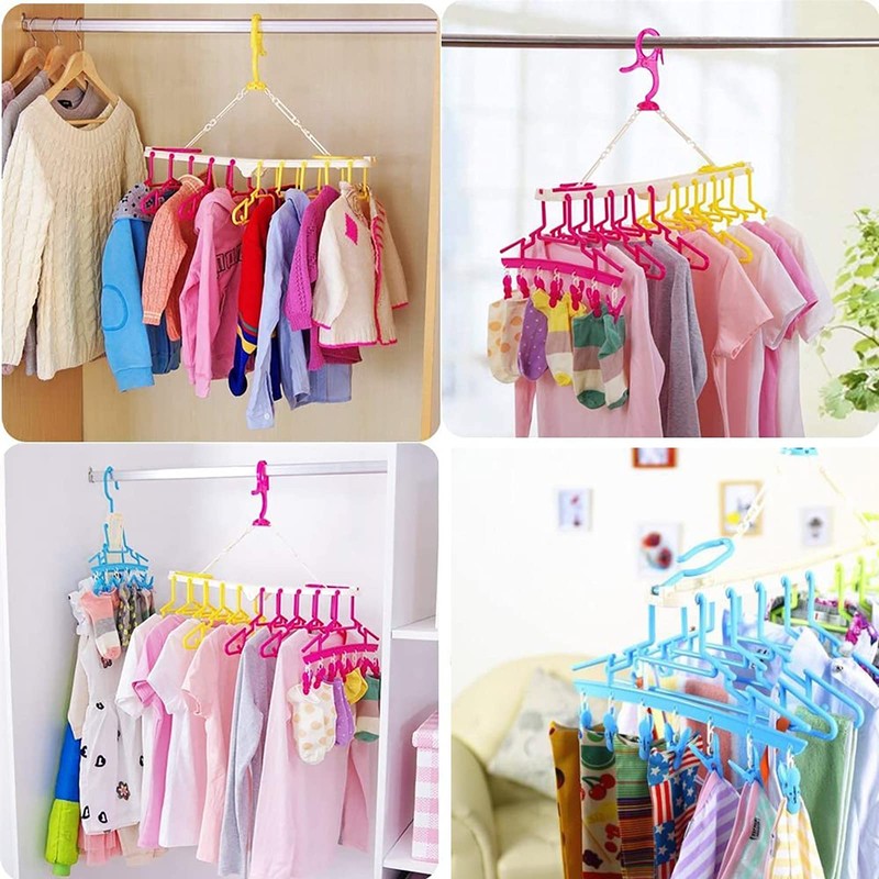 shangjin Kids 10 Rows Hangers, Laundry Hanger Rack, Removable, Foldable,