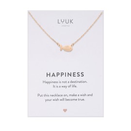 LUUK LIFESTYLE Edelstahl Halskette mit Fisch I Gräten Anhänger, 50cm verstellbare Kettenlänge, schlichtes Design, Geschenkidee für Frauen, roségold