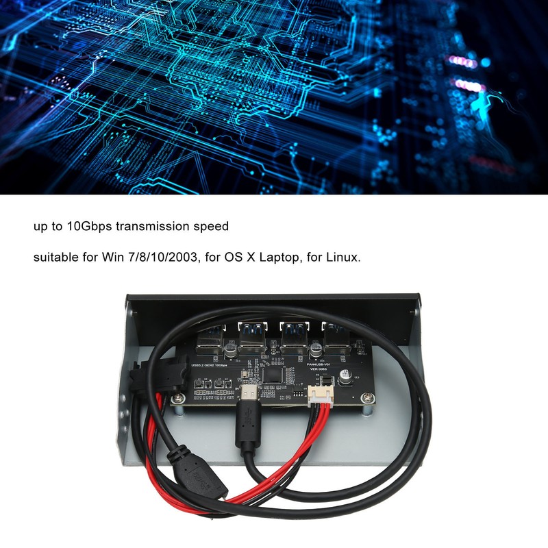 USB 3.2 Front Panel Hub 5.25in 4 Ports 10Gbps Stable