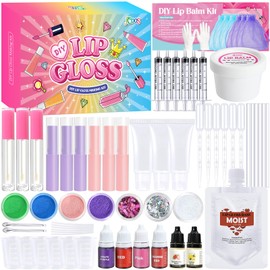 JCOOS Lip Gloss Making Kit and Lip Balm Making Kit, Make Your Own Lip Gloss Kit, Lip Balm Kit, Lipgloss Tubes, Moisturizing Base, Glitter, Kids Makeup Lipgloss Sets for Girls, Fun Stuff for Teens Gift