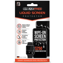 BREAK FREE Liquid Glass Screen Protector With $250 Coverage | Wipe On Scratch and Shatter Resistant Nano Protection for All Phones Tablets and Smart Watches - Universal Compatibility