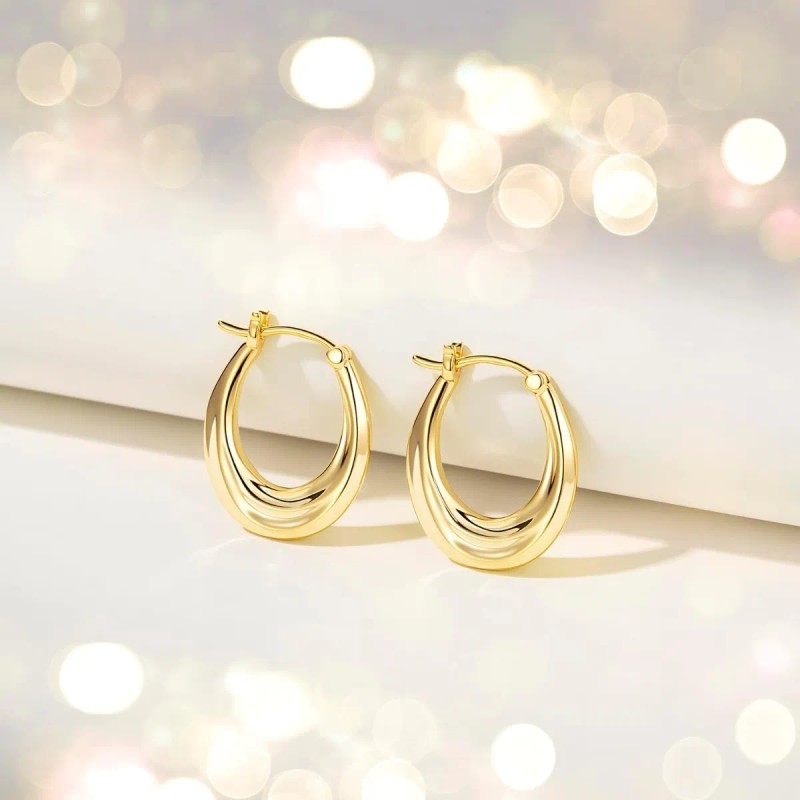 Aretes De Oro 14k Niña Mujer Dama Ovalados Joyería Regalos
