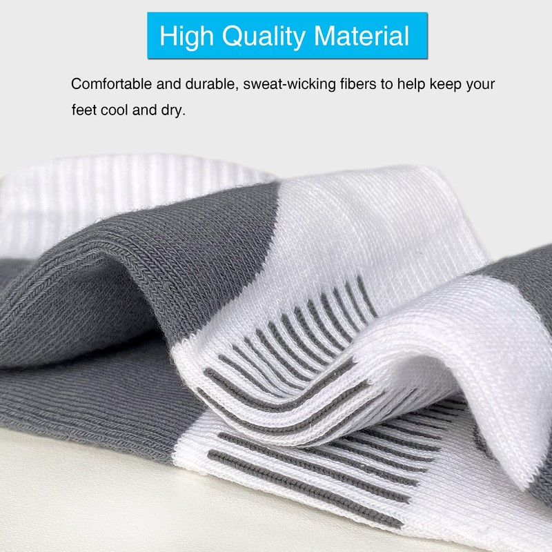 APTYID Men's Athletic Running Quarter Ankle Socks, White, Size 9-12,