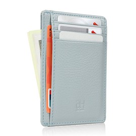 GH GOLD HORSE Slim RFID Blocking Card Holder Minimalist Leather Front Pocket Wallet for Women, Lichee Skyblue, Small, Slim Minimalist Leather Women Front Pocket Wallets