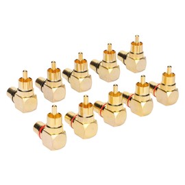 10pcs RCA Right Angle Adapter Male to Female Copper Gold Plated 90 Degree L Type RCA Adapter Connector
