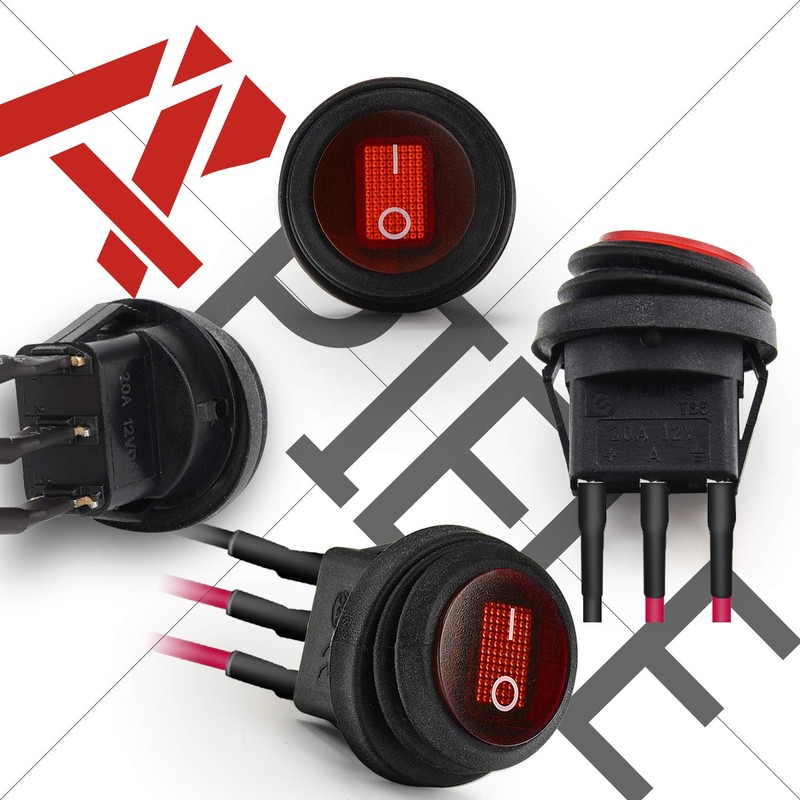 APIELE Waterproof Round Rocker Toggle Switch 20CM Pre-Wired 2 Position