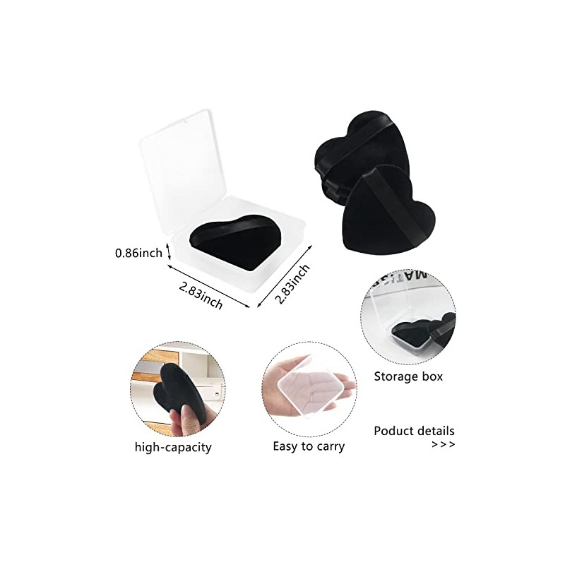 Borlas Polvo Forma Corazón Maquillaje Facial Lavables Reutilizables Suaves Felpa