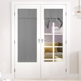 NICETOWN Side Front Door Curtains for Window, Room Darkening Door Window Covering for Glass, Sidelight Curtain Tie Up Shade 26W x 64L Inches Long, 1 Panel, Silver Grey