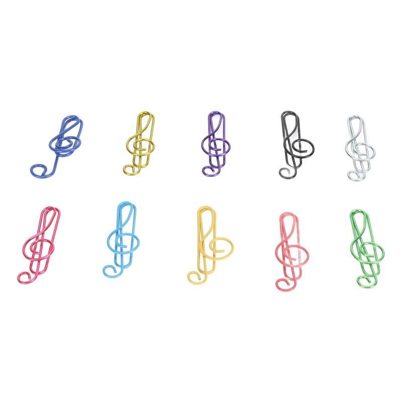 100Pcs Cute Note Paper Clips 10 Colors Metal Music Note