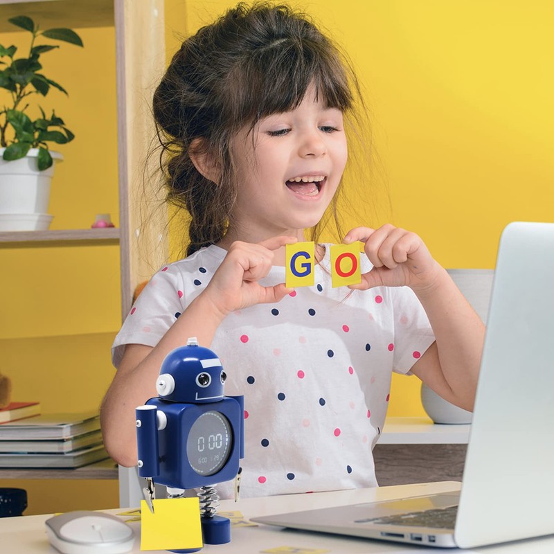 Laser Kids Robot Alarm Clock Blue, Date, Sleep Sound, Temperature,