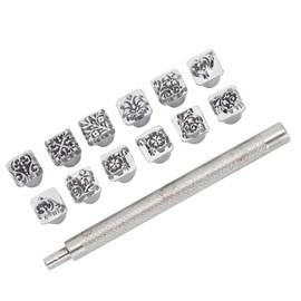 12PCS Leather Stamping Tools, 12 Patterns Zinc Alloy Leather Craft Stamps Punch Set Tool, Tang Dynasty Flower Design Leather Stamper for Leather Craft DIY Jewelry Marking