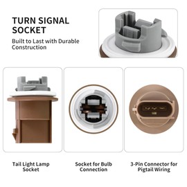 2-Pack Turn Signal Socket and Pigtail Connector with Wire Harness Compatible with Ford F-150 F-250 Focus Mustang Lincoln MKZ Navigator Mercury 2003-2019, Replace YF1Z13411CA 2U5Z13411SA