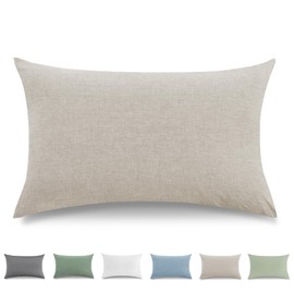 TOCOMOA Cushion Cover 40 x 80 cm, Set of 2 - 100% Washed Cotton Cushion Covers, Oeko-Tex Certified, Linen Look and Breathable Cushion Cover, Beige Pillowcase with Zip