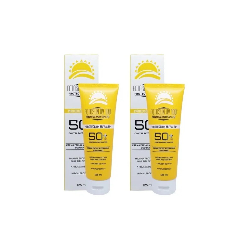 2 pack Protector solar Daclaf Fotosun Uv 100 Crema 50FPS
