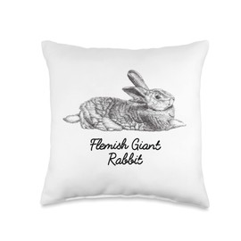 Chesca's Cute Bunny Gifts Flemish Giant Bunny Rabbit Drawing Throw Pillow, 16x16, Multicolor