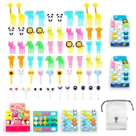 60PCS Palillos de Comida, Pinchos de Comida Tenedor de Animales para Niños, Palillos de Lunch Alimentos, Palillo de Dientes de Postre, Lindos Palillo para Almuerzo de Dibujos Animados, para Caja Bento Fruta Pastelería, Familia, Restaurante y Fiesta